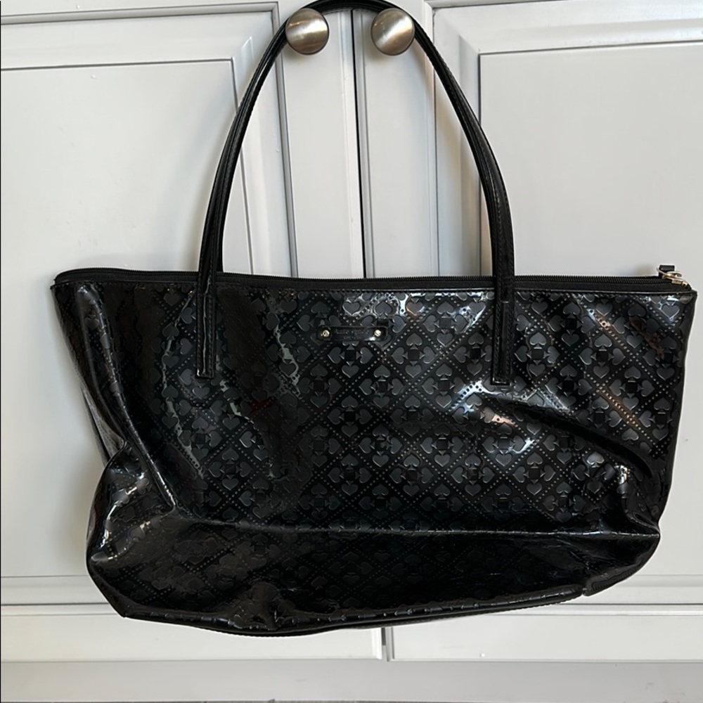 Late spade vinyl tote bag